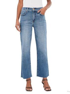 High-Rise Fab Ab Easy Straight Leg Raw Hem Jeans